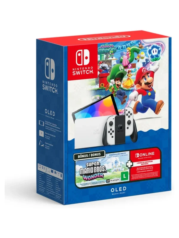 Nintendo Switch OLED + Super Mario Bros. Wonder + Nintendo Switch Online 3 meses