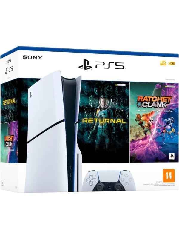Capa de PlayStation 5 Slim Com Leitor + Returnal e Ratchet & Clank